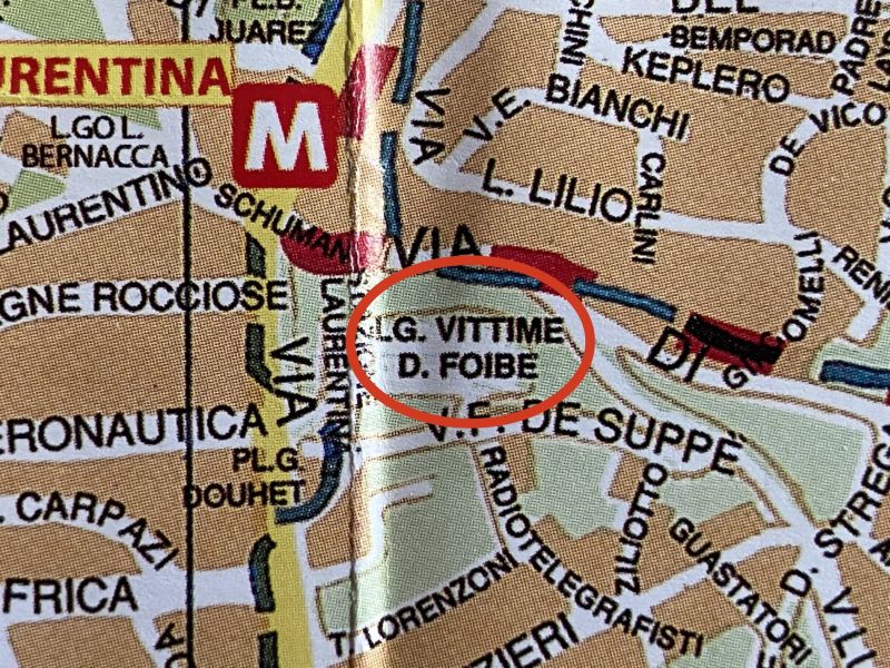 Largo Vittime delle Foibe, in Carta di 'Roma e il raccordo anulare', Edizioni cartografiche Lozzi
