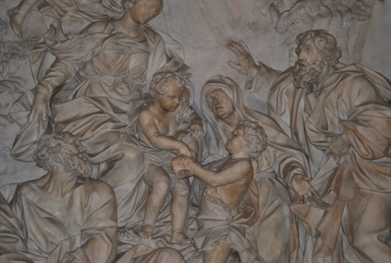 Sant'Agnese in Agone, Domenico Guidi, particolare della pala d’altare con Sacra Famiglia, 1673.
