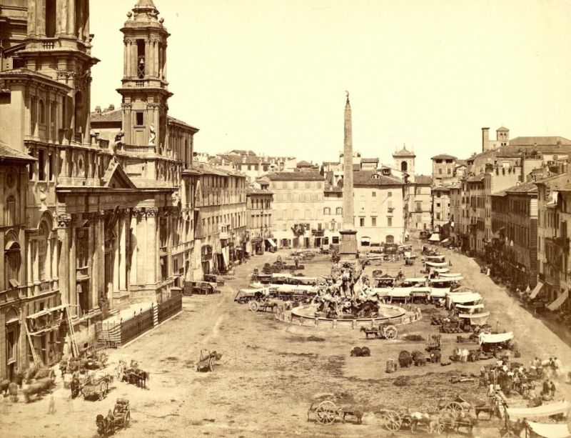 Foto storica: piazza Navona nel 1860 [Fonte: Roma IeriOggi]