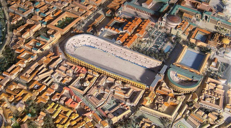 Lo Stadio di Domiziano nel plastico realizzato da Italo Gismondi nel 1933-1955 Lo Stadio di Domiziano nel plastico realizzato da Italo Gismondi nel 1933-1955