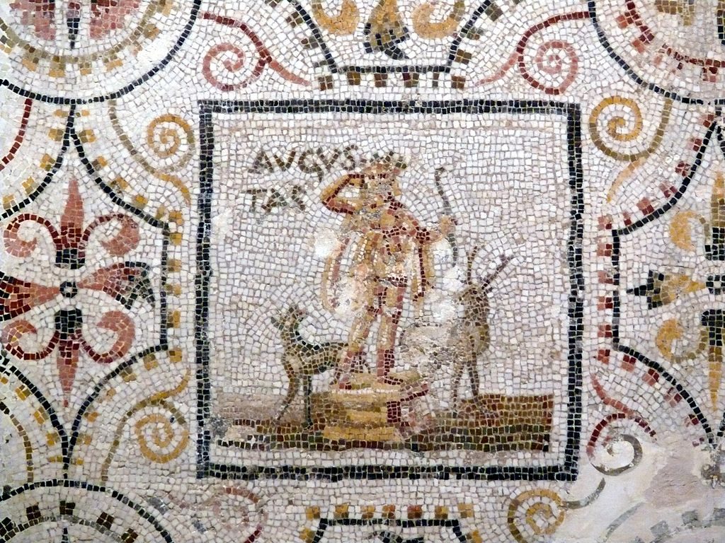 Pannello con il mese di agosto da un mosaico romano dei mesi (da El Djem, Tunisia, prima metà del III secolo d.C.)