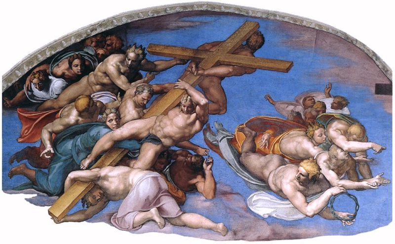 Cappella Sistina, Giudizio Universalale, Angeli con gli strumenti della passione [Fonte: Wikimedia Commons, PD]