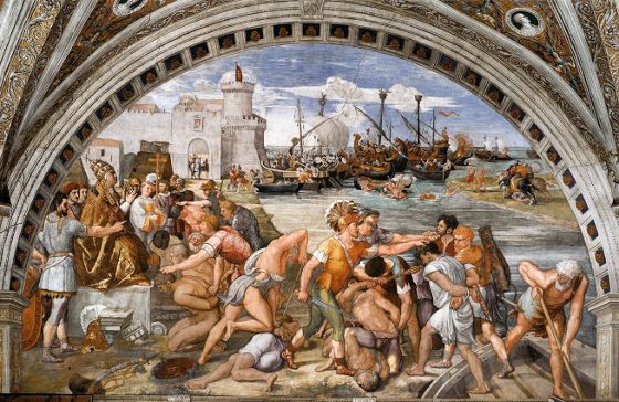 Musei Vaticani, Stanze di Raffaello, La battaglia di Ostia, bottega di Raffaello Sanzio [Fonte: Wikimedia Commons]