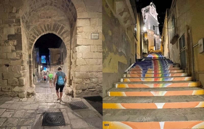 Arco dell'Annunziata e scorcio con opera d'arte ispirata alla Pace [Foto: Associazione culturale GoTellGo / Maria Teresa Natale, CC BY NC SA]