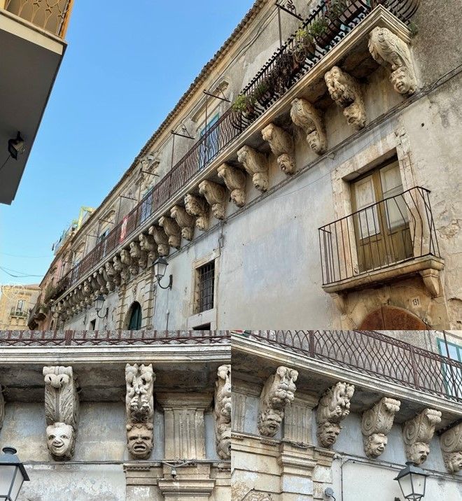 I mascheroni di Palazzo Lombardo Cafici [Foto: Associazione culturale GoTellGo / Maria Teresa Natale, CC BY NC SA]