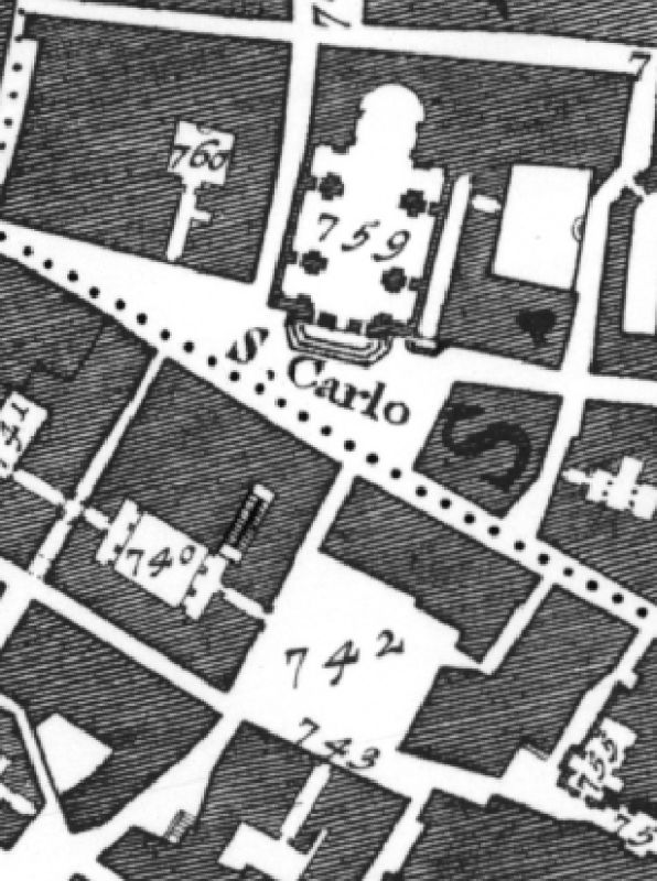 Giambattista Nolli, Nuova Pianta di Roma, dettaglio dell'area intorno a piazza Branca