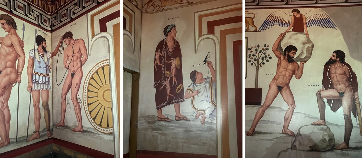 Museo della Ricerca scientifica di Vulci: riproduzioni di affreschi della Tomba François [Foto: Maria Teresa Natale, CC BY NC SA]