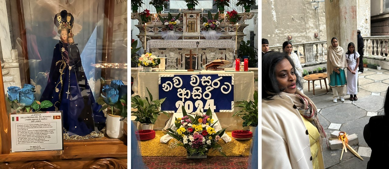 Genova, Chiesa di San Pietro in Banchi, Regina del SS. Rosario e cerimonia singalese per il Capodanno [Foto: Maria Teresa Natale, CC BY NC SA]