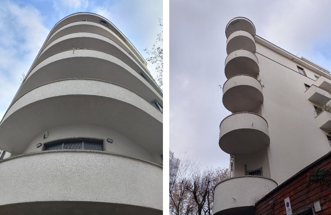 A sinistra: Lungotevere della Vittoria 9; a destra: lo stesso edificio all'angolo con Via Ortigara [Foto: Chiara Morabito, CC BY NC SA]