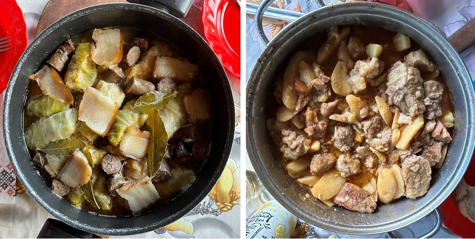 Fundatura Ponorului: il sarmale e lo spezzatino cucinati da Jon [Foto: Maria Teresa Natale, CC BY-NC-SA]