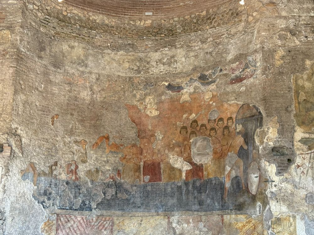 Oratorio dei Quaranta Martiri: particolare della pittura absidale altomedievale, con i soldati cristiani condannati a morire nelle acque gelate di un lago a Sebaste [Foto: Maria Teresa Natale, CC BY-NC-SA]